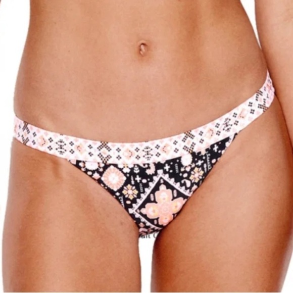 Seafolly Goddess Inca Gypsy Banded Black Peach Bottoms US10or 6 New without Tags - Picture 1 of 8